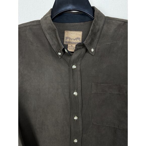 Buckhorn River Button Down Shirt Men's XL Brown Faux Suede Oudoor Work Western - Picture 3 of 10